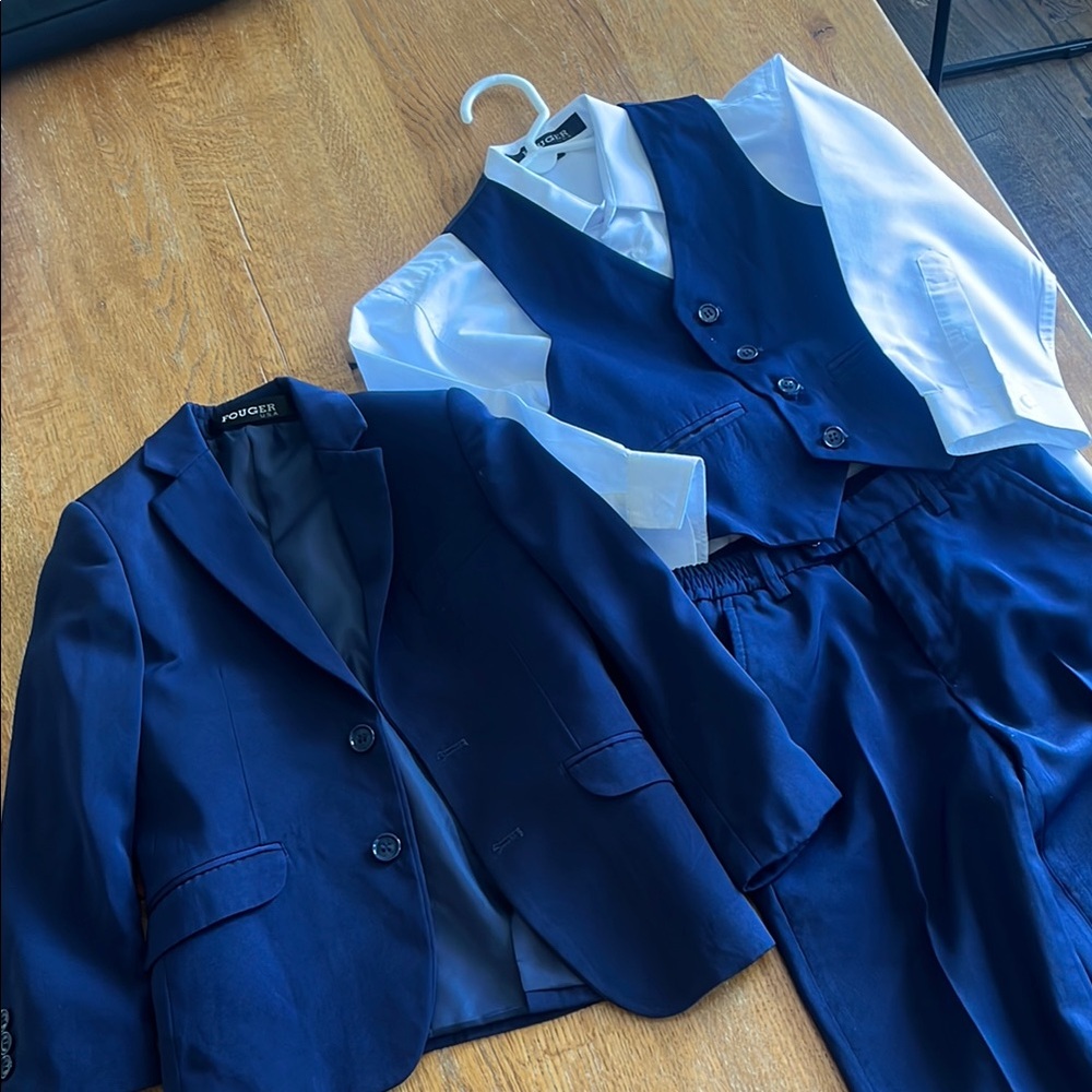Fouger Boys Navy Blue 3-Piece Suit Set